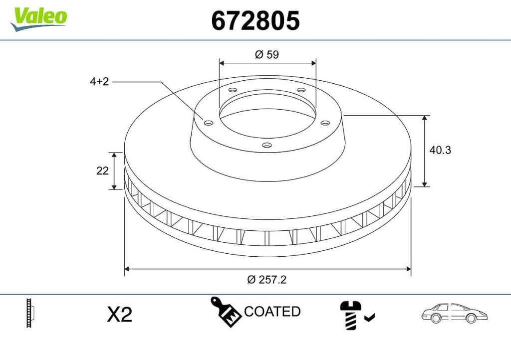 Disques de frein VALEO ref. 672805